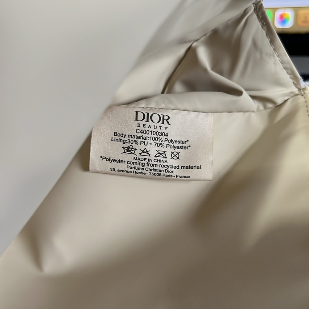 Dior CD Logo Expandable Canvas Clutch Makeup Pouch Cosmetic Bag Beige NWOT - Picture 14 of 14